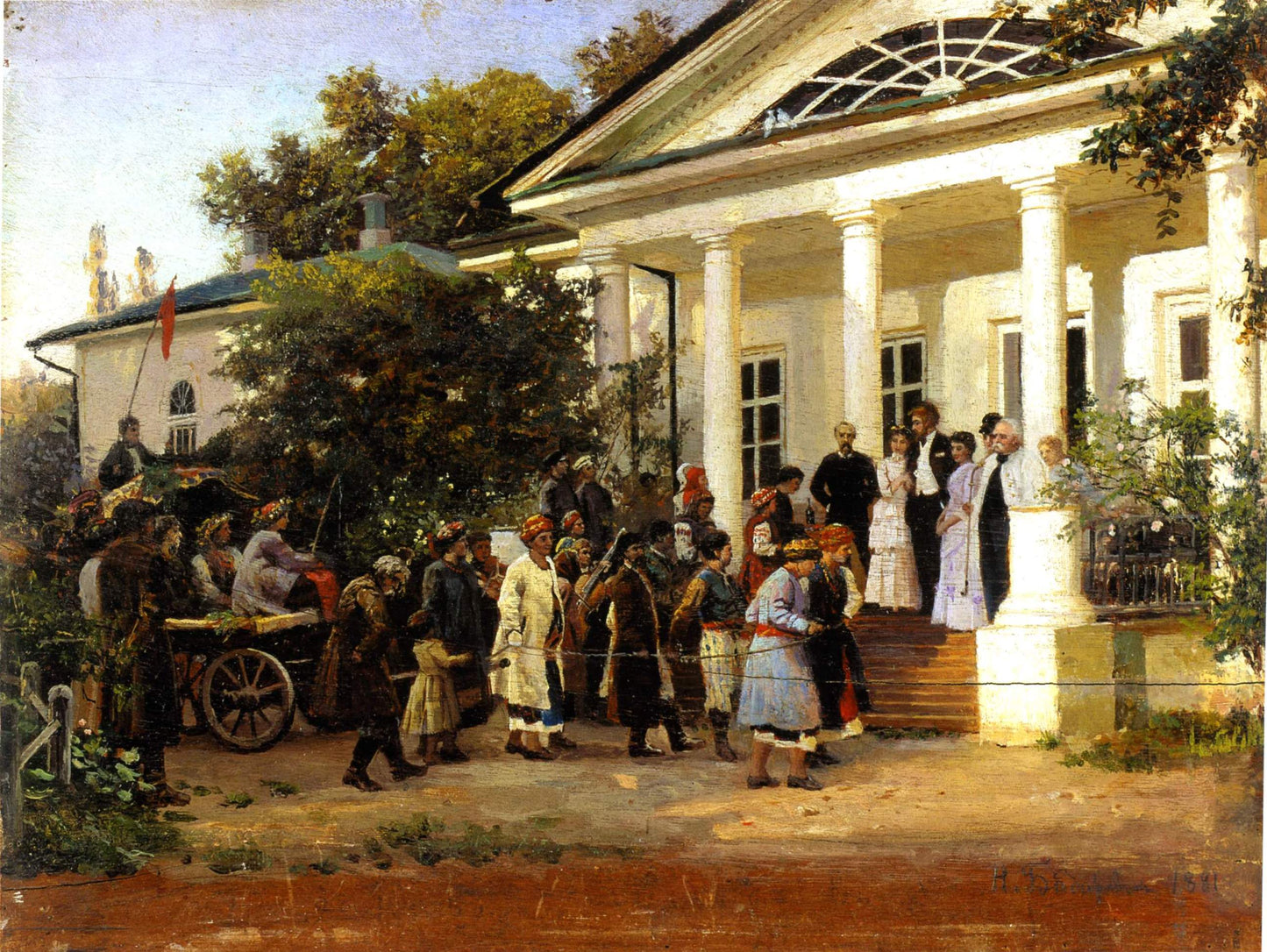 Wedding in Ukraine, vintage artwork by Nikolai Bodarevsky, 12x8" (A4) Poster