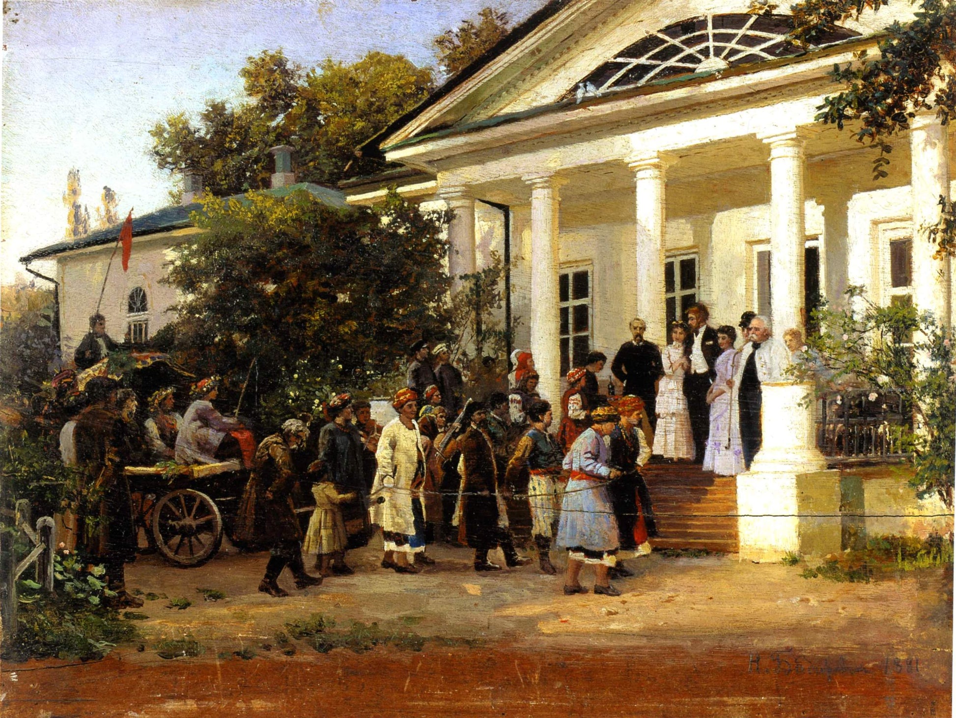 Wedding in Ukraine, vintage artwork by Nikolai Bodarevsky, 12x8" (A4) Poster