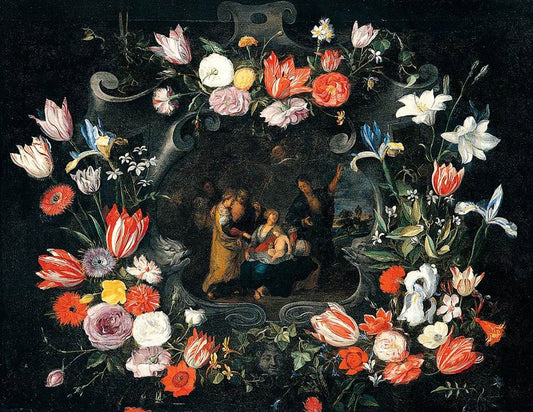 Still-Life of the Holy Kinship, vintage artwork by Jan Brueghel the Younger, 12x8" (A4) Poster