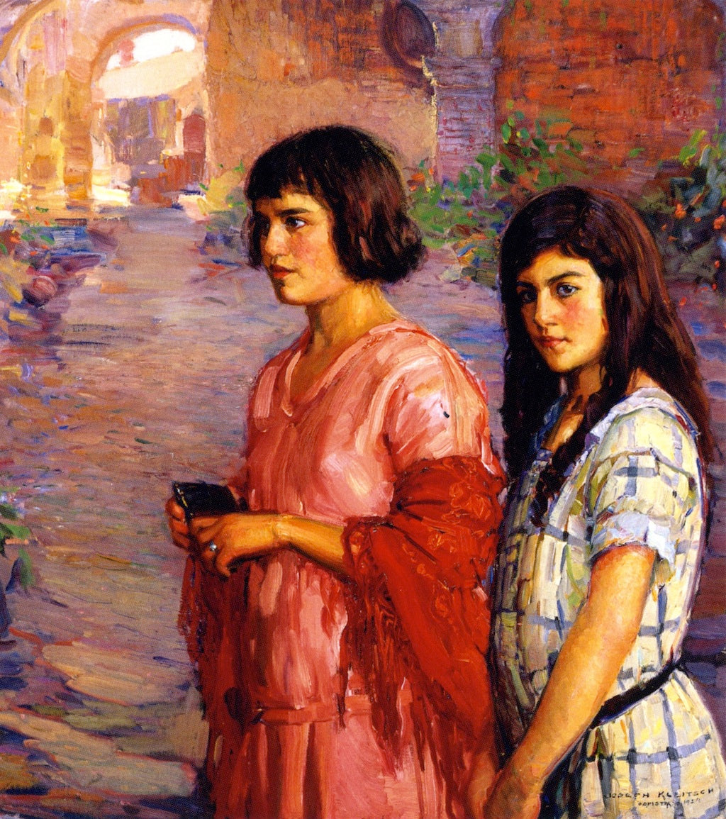 Going to Church (Sunday Morning), Capistrano, vintage artwork by Joseph Kleitsch, 12x8" (A4) Poster