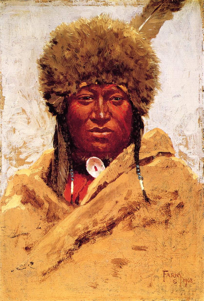 Indian Head, vintage artwork by Henry F. Farny, 12x8" (A4) Poster