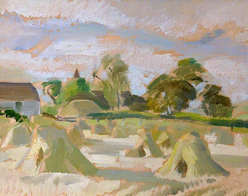 Haystacks in a Landscape by Frederick James Porter,16x12(A3) Poster