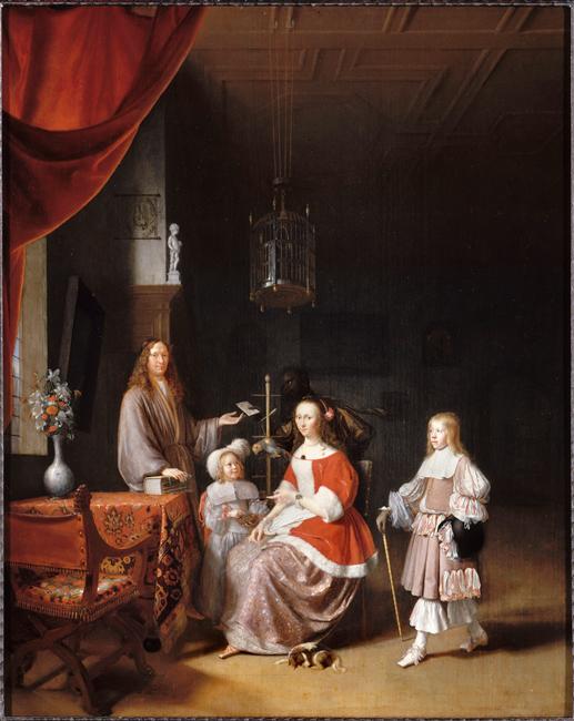 Johannes Meerman family portrait, vintage artwork by Pieter Cornelisz van Slingeland, 12x8" (A4) Poster