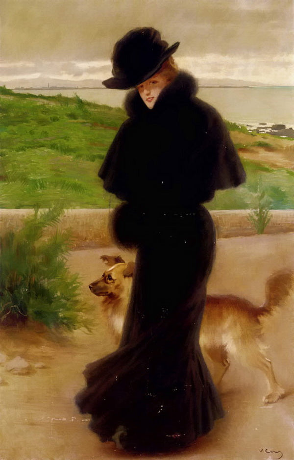 er Faithful Companion by the Beach by Vittorio Matteo Corcos,A3(16x12")Poster