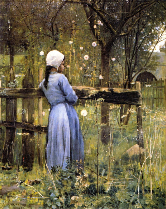 Girl in a Meadow by William Stott-of-Oldham,A3(16x12")Poster