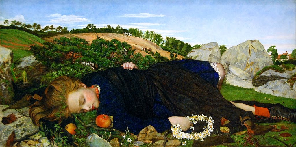 Robins of Modern Times, vintage artwork by John Roddam Spencer-Stanhope, 12x8" (A4) Poster
