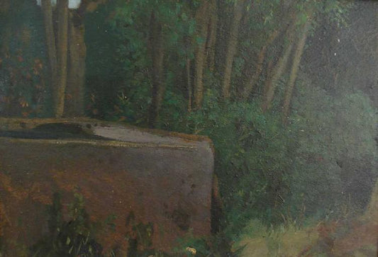Fountain in the Gardens of the Villa Medici, Rome, vintage artwork by Jean-Jacques Henner, 12x8" (A4) Poster