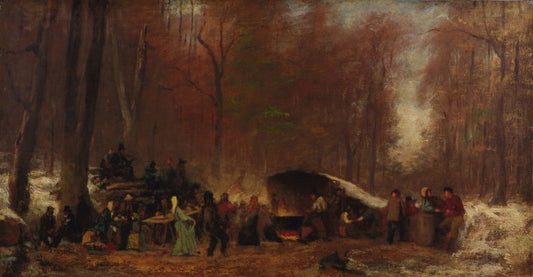 A Different Sugaring Off, vintage artwork by Eastman Johnson, 12x8" (A4) Poster