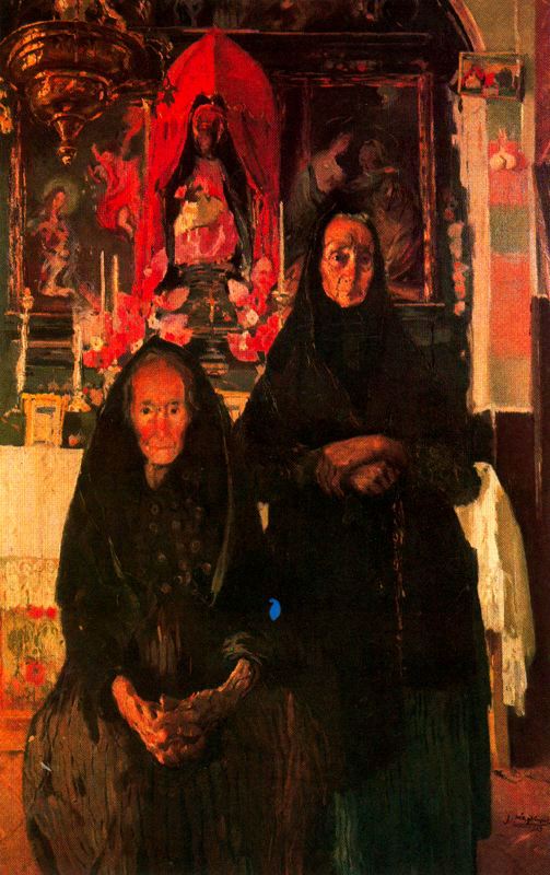 Iglesia de L´Aleixar, vintage artwork by Joaquin Mir  Trinxet, 12x8" (A4) Poster
