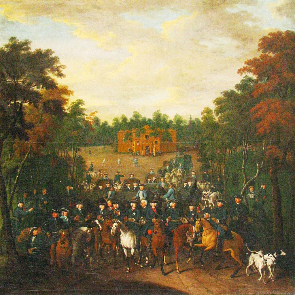 Hunt at the Yellow House, vintage artwork by Peter Jacob Horemans, 12x8" (A4) Poster