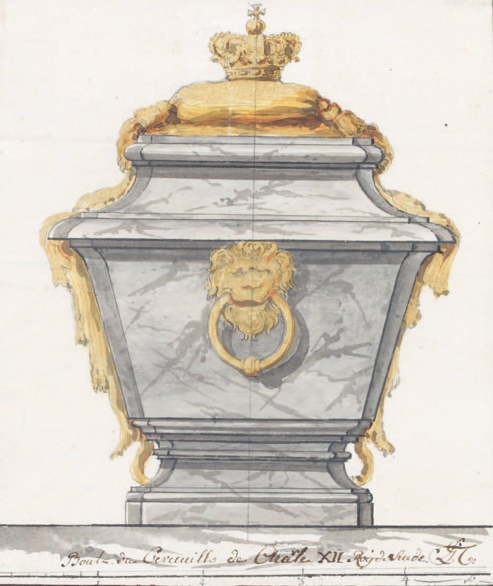 Project for the Coffin of Charles XII of Sweden, vintage artwork by Louis-Gustave Taraval, 12x8" (A4) Poster