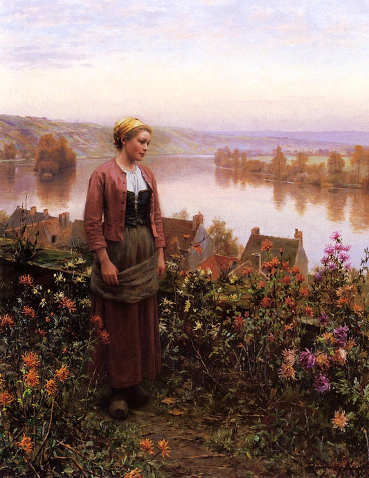 A Garden above the Seine, Rolleboise, vintage artwork by Daniel Ridgway Knight, 12x8" (A4) Poster