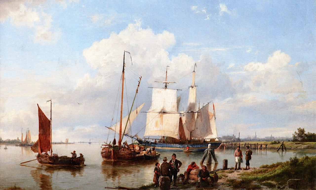 Shipping on a Calm near an Estuary, vintage artwork by Hermanus Koekkoek The Elder, A3 (16x12") Poster Print