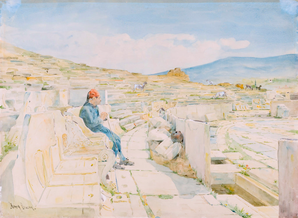 Theater of Dionysus, vintage artwork by Henry Bacon, 12x8" (A4) Poster