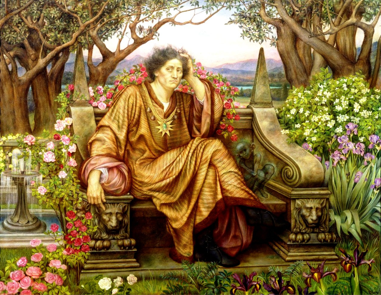 A Soul in Hell, vintage artwork by Evelyn de Morgan, 12x8" (A4) Poster