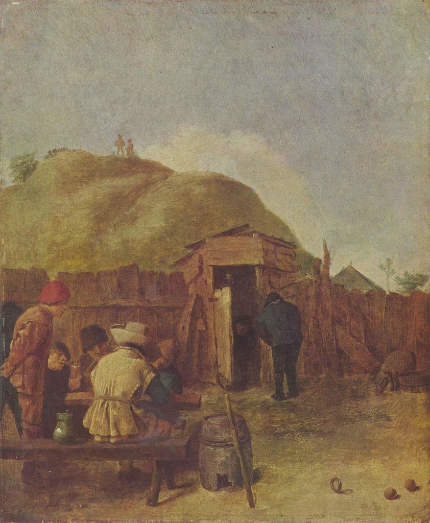 The Ball Game, vintage artwork by Adriaen Brouwer, 12x8" (A4) Poster