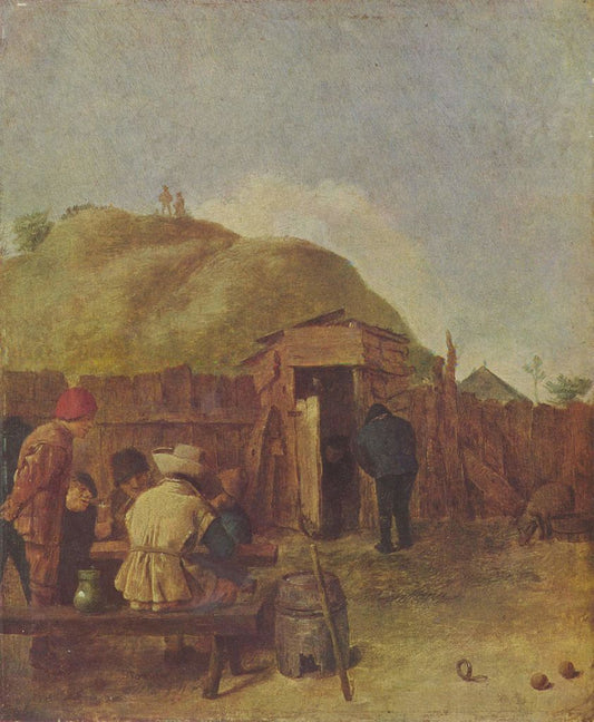 The Ball Game, vintage artwork by Adriaen Brouwer, 12x8" (A4) Poster