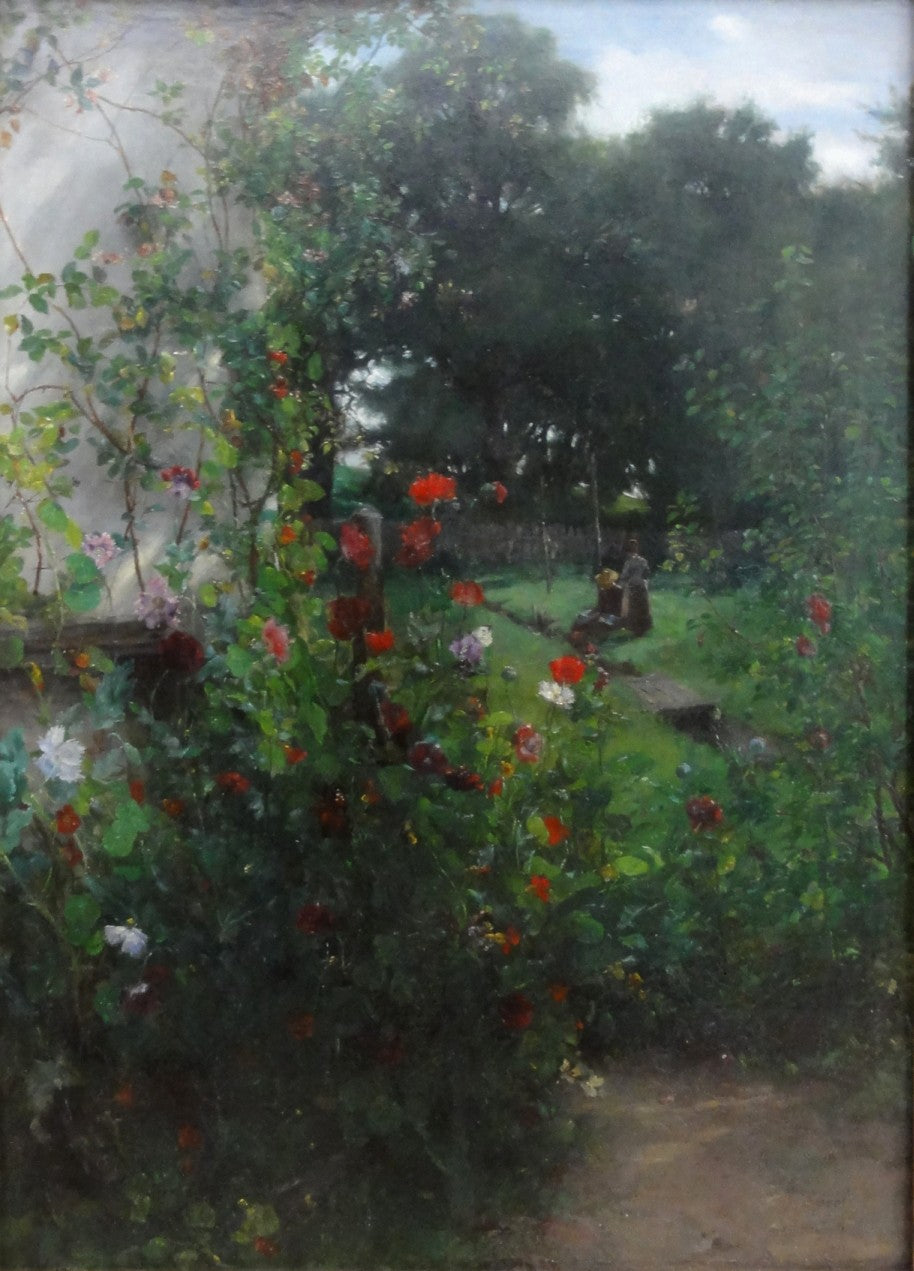 Meadow before Leibls Studio in Aibling, vintage artwork by Johann Sperl, 12x8" (A4) Poster