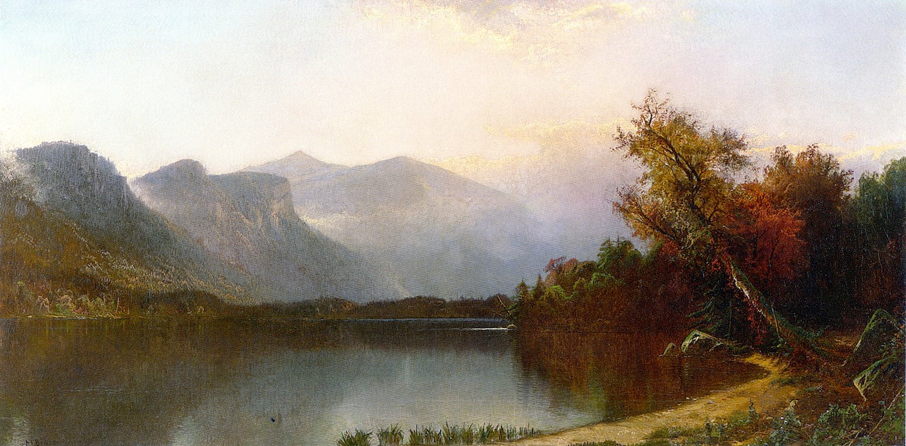 Echo Lake and Mount Lafayette, vintage artwork by Alfred Thompson Bricher, 12x8" (A4) Poster