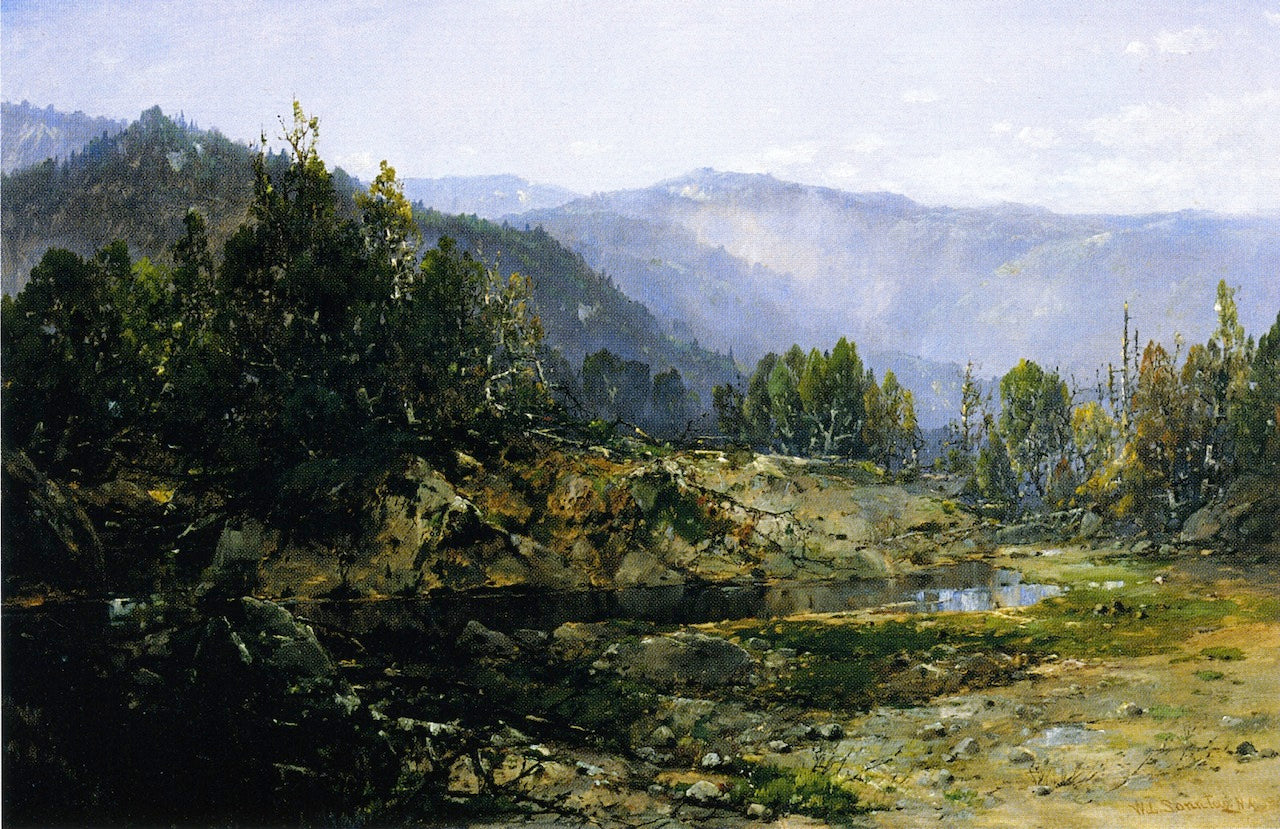 A Grey Morning - Ossipee, New Hampshire, vintage artwork by William Louis Sonntag, Sr, 12x8" (A4) Poster