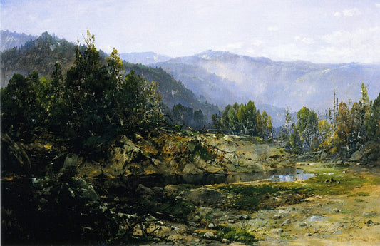 A Grey Morning - Ossipee, New Hampshire, vintage artwork by William Louis Sonntag, Sr, 12x8" (A4) Poster