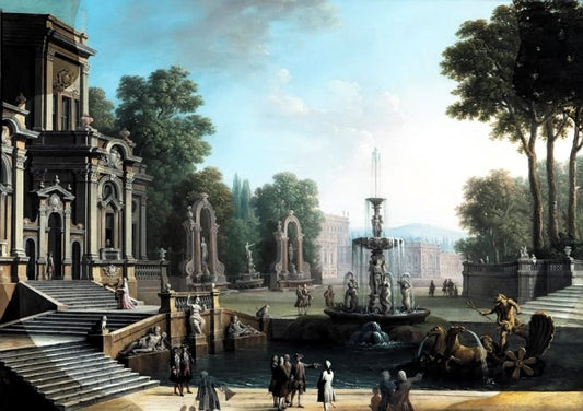 Caserta, Palazzo Reale, vintage artwork by Antonio Joli, 12x8" (A4) Poster