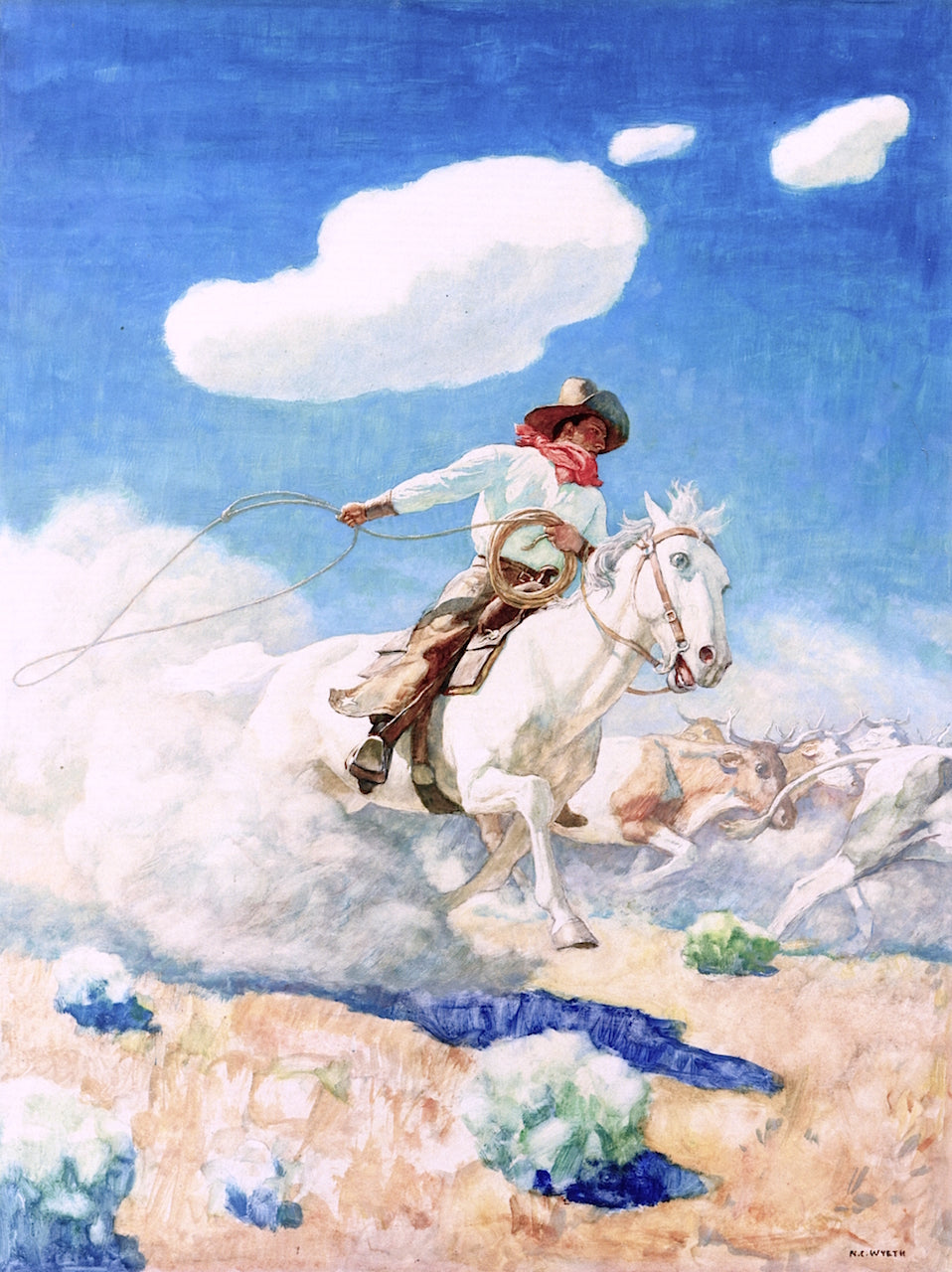 The Cowboy's Life by Newell Convers (N.C.) Wyeth,16x12(A3) Poster