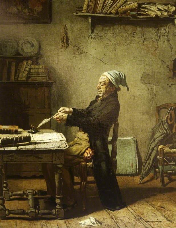 Man at a Desk, vintage artwork by Theodore Gerard, 12x8" (A4) Poster