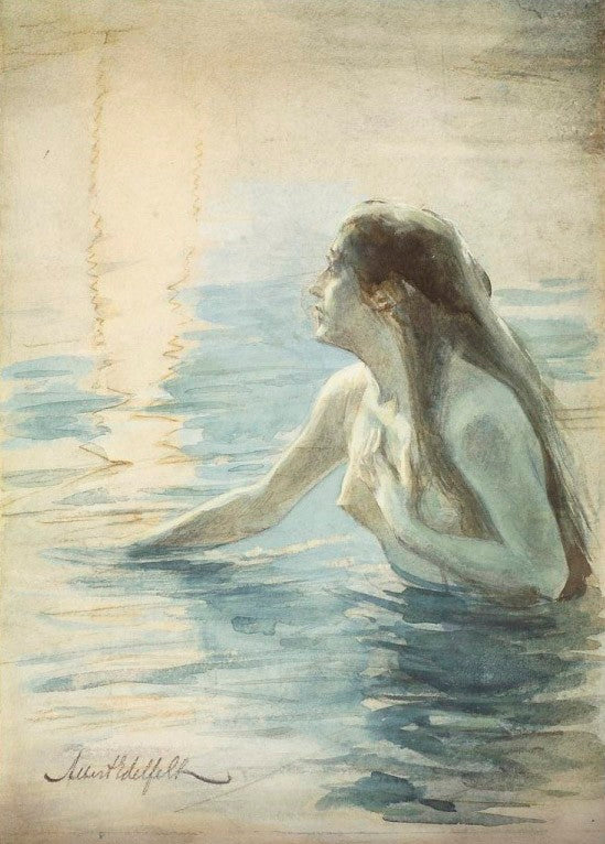 In the water, vintage artwork by Albert Edelfelt, 12x8" (A4) Poster