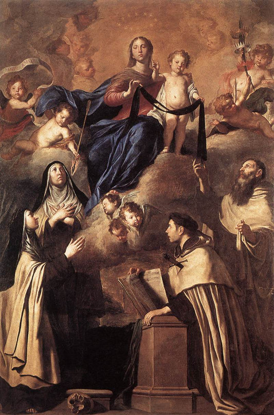 Our Lady of Mount Carmel, vintage artwork by Pietro Novelli, 12x8" (A4) Poster
