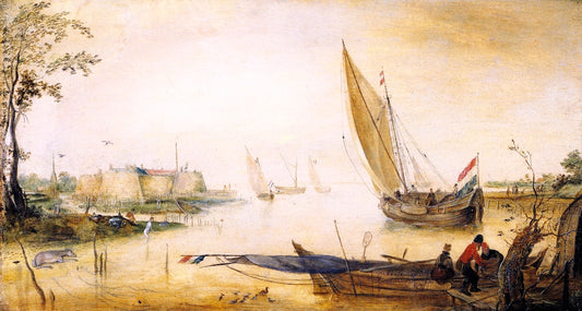 Summer Landscape near a Fort, vintage artwork by Hendrick Avercamp, 12x8" (A4) Poster