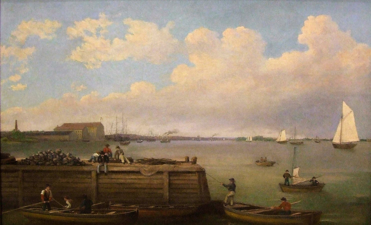 View of the Philadelphia Navy Yard, vintage artwork by Thomas Birch, 12x8" (A4) Poster