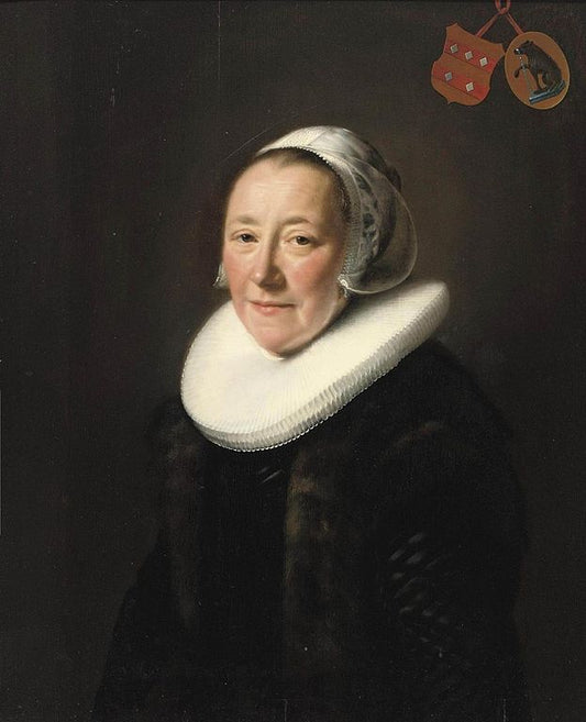 Portrait of Erminia van Beresteyn, vintage artwork by Abraham de Vries, 12x8" (A4) Poster