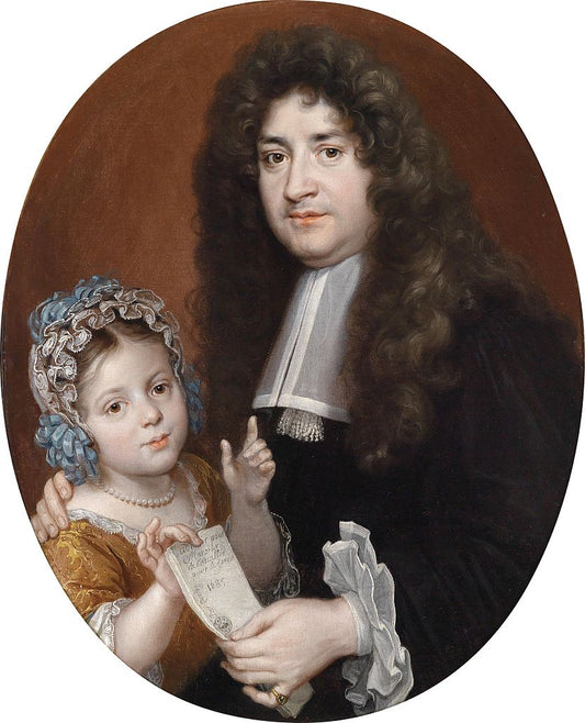 A young girl receives a will of her guardian, vintage artwork by Jean-Baptiste Santerre, 12x8" (A4) Poster