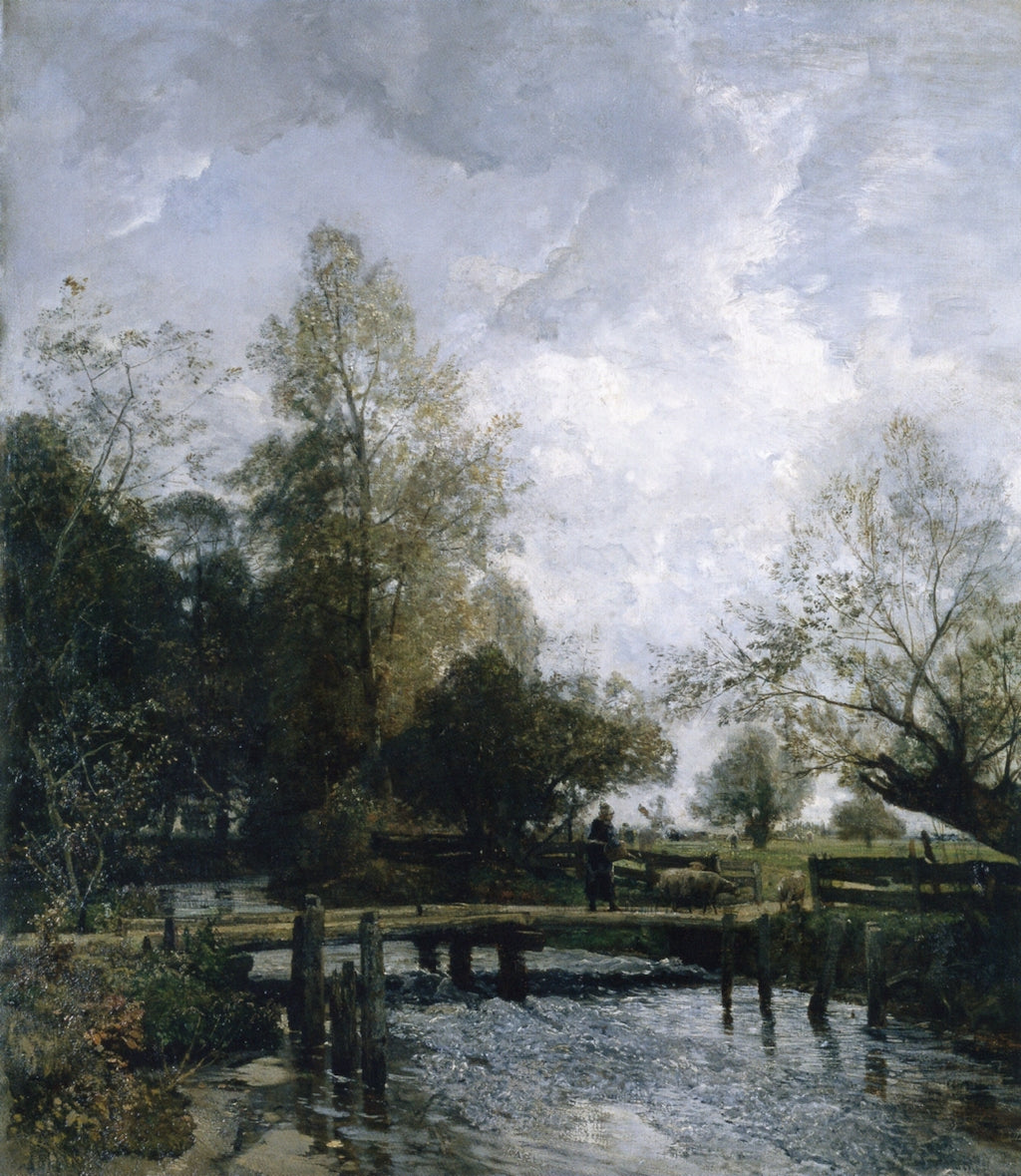 Bridge near Goisern, vintage artwork by Emil Jacob Schindler, 12x8" (A4) Poster