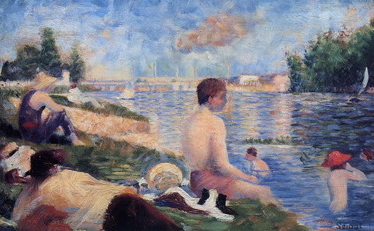 Final Study for 'Bathing at Asnieres, vintage artwork by Georges Seurat, 12x8" (A4) Poster