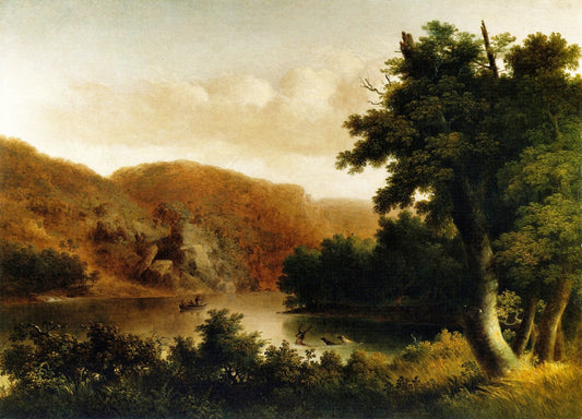 River Landscape, The Hunt, vintage artwork by Thomas Doughty, A3 (16x12") Poster Print