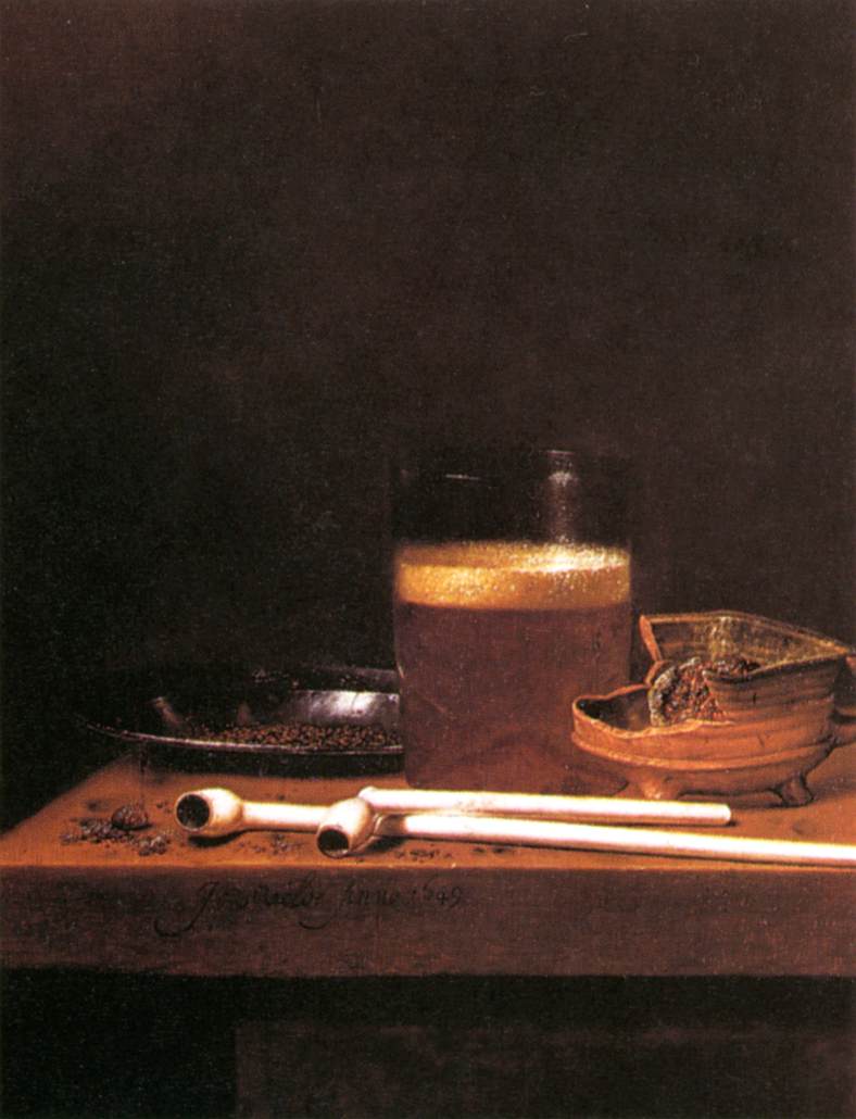 Still-Life with a Mug of Beer, vintage artwork by Jan van de Velde III, 12x8" (A4) Poster