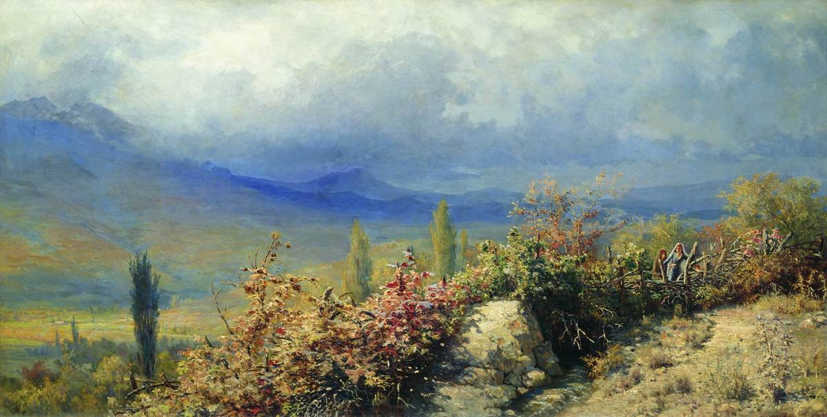 Autumn in Crimea, vintage artwork by Grigory Myasoedov, 12x8" (A4) Poster