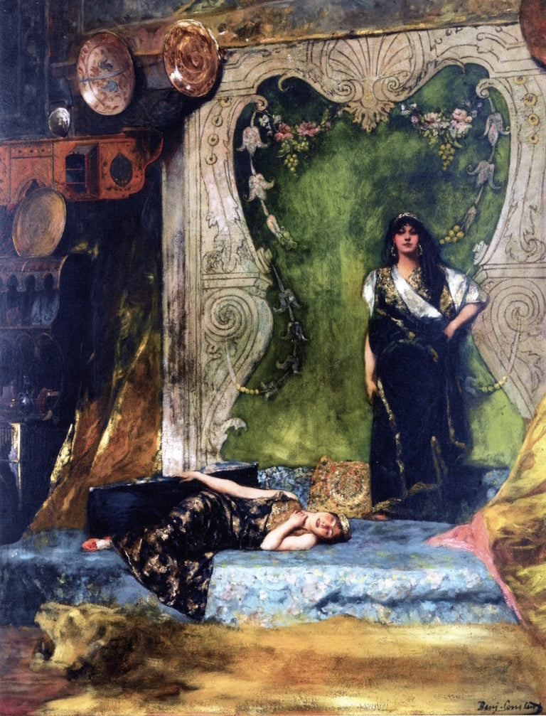 Afternoon Langour, vintage artwork by John Joseph Benjamin Constant, 12x8" (A4) Poster