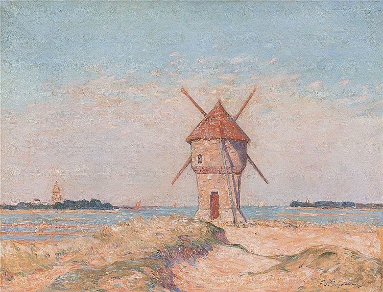 Le moulin de la Mass a` Batz by Ferdinand du Puigaudeau,A3(16x12")Poster