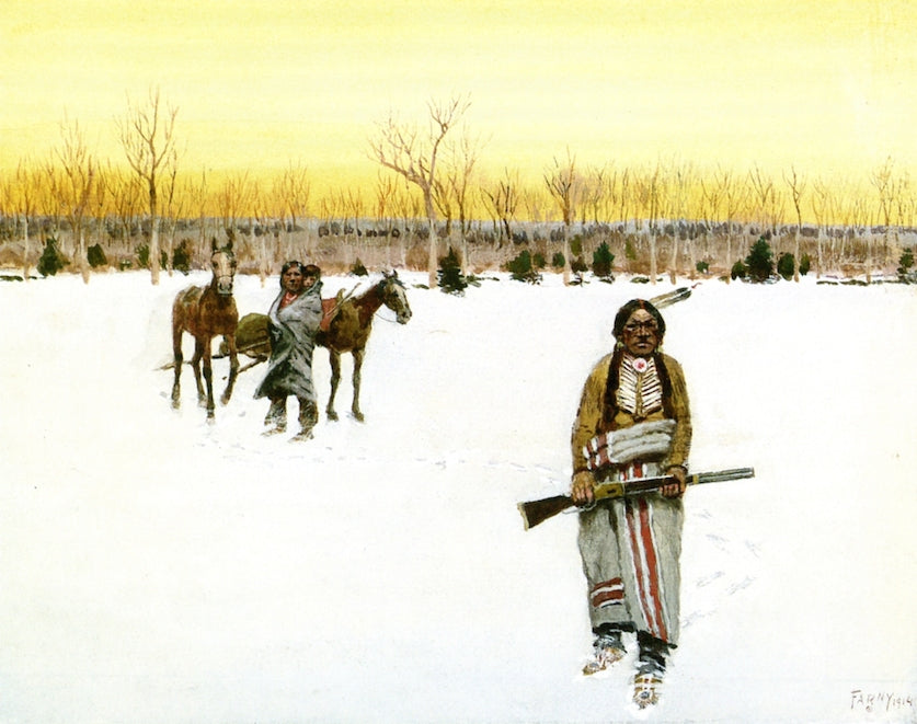 Indians with Travois, vintage artwork by Henry F. Farny, 12x8" (A4) Poster