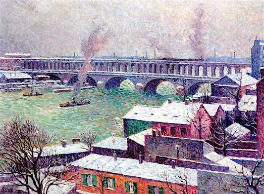 The Auteuil Viaduct, vintage artwork by Maximilien Luce, 12x8" (A4) Poster