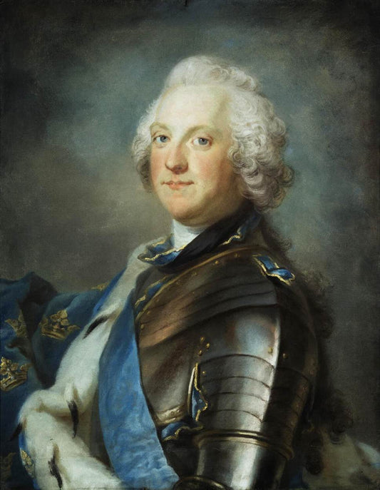 Portrait of Adolf Frederick, King of Sweden, vintage artwork by Gustaf Lundberg, 12x8" (A4) Poster