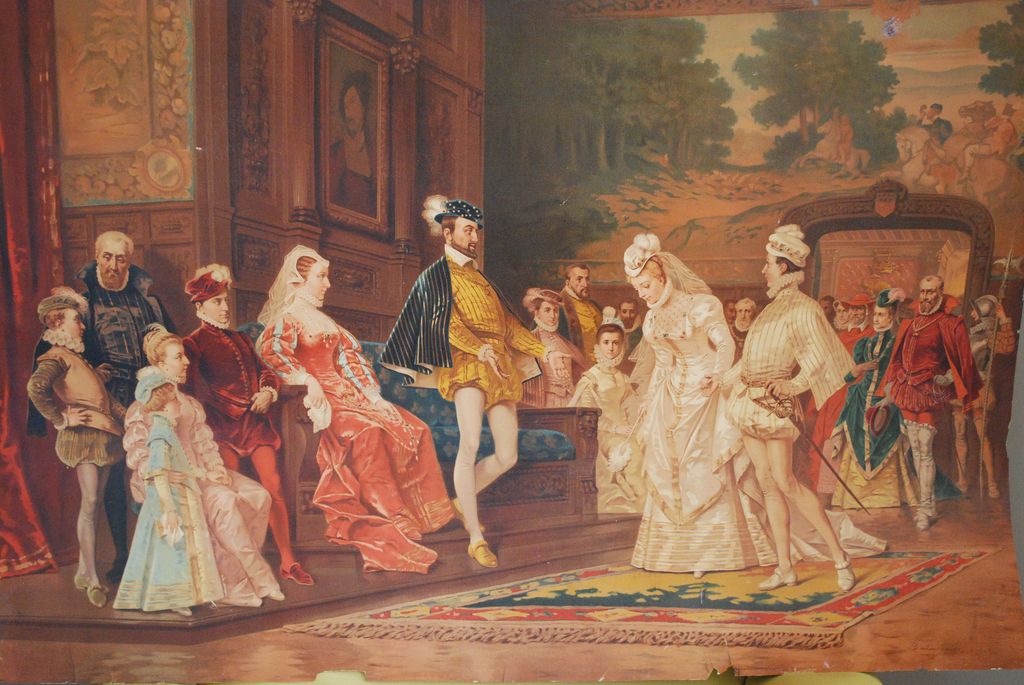 Mary Stuart in the court of France, vintage artwork by Władysław Bakalowicz, 12x8" (A4) Poster
