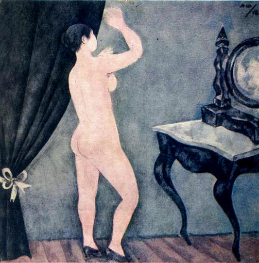 Nude at the Mirror, vintage artwork by Alexander Shevchenko, 12x8" (A4) Poster
