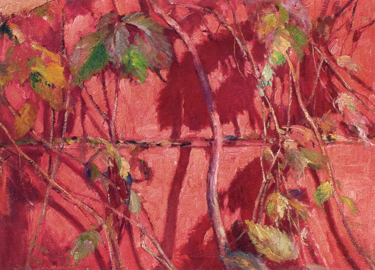Grapevine Against the Wall, vintage artwork by Mikhail Tkachenko, 12x8" (A4) Poster