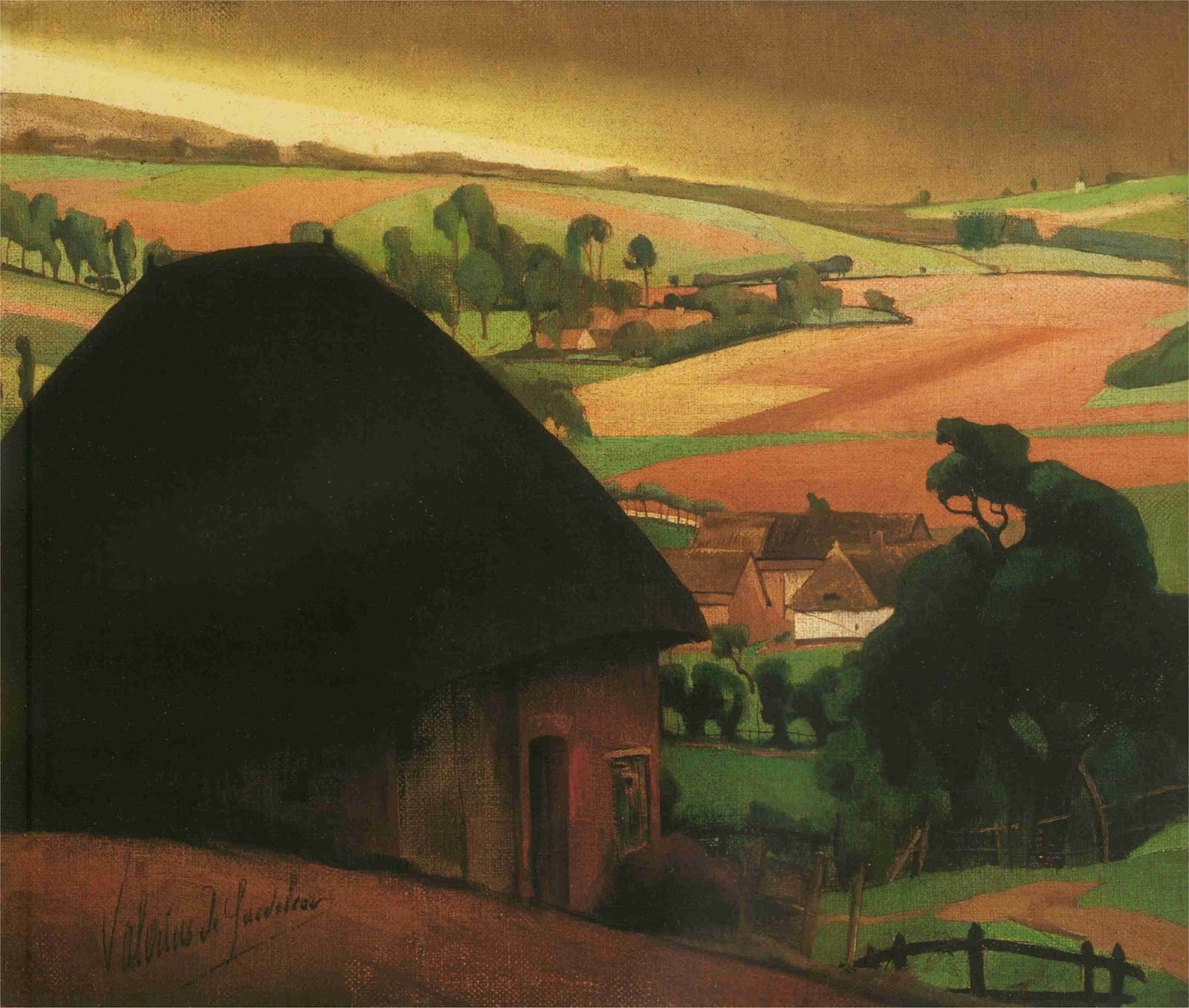 Hoeve in de zomer te Etikhove, vintage artwork by Valerius de Saedeleer, 12x8" (A4) Poster