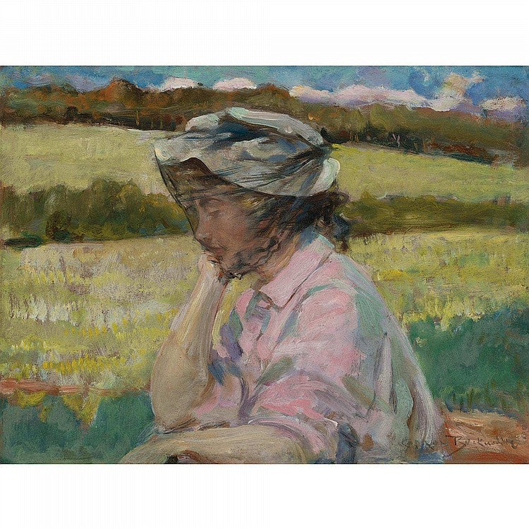 Phoebe at Onteora, vintage artwork by James Carroll Beckwith, 12x8" (A4) Poster