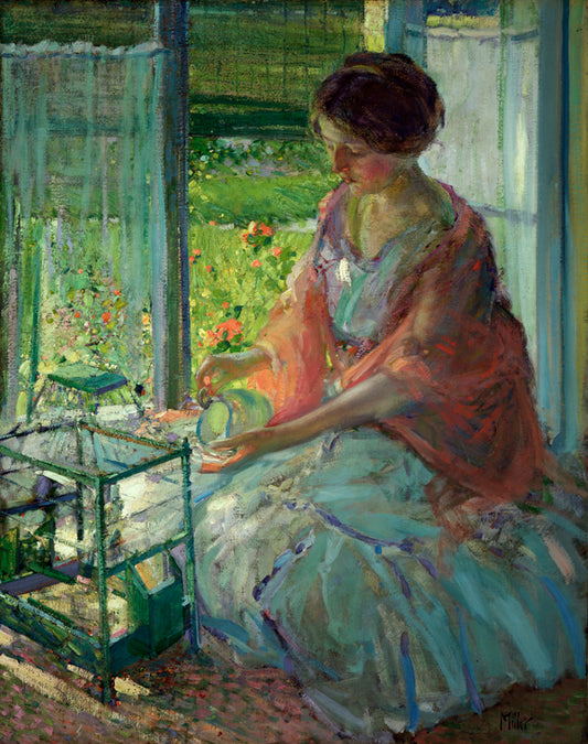 The Green Cage, vintage artwork by Richard Edward Miller, 12x8" (A4) Poster